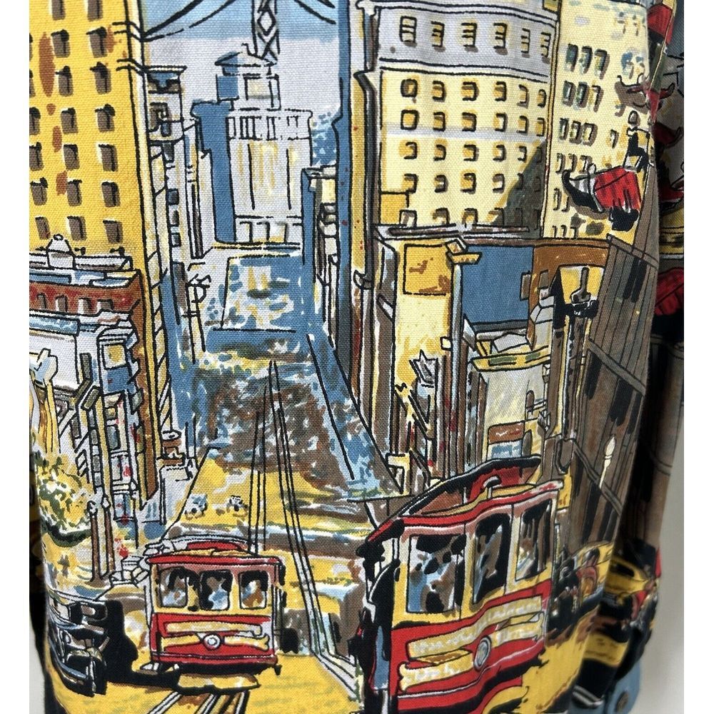 Artscapes Light‎ Denim Jean Jacket San Francisco All-Over Print Size Small EUC - Picture 3 of 11